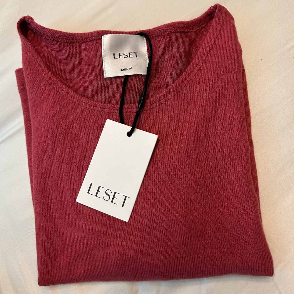 Leset NWT Lauren Crop Slim Fit Tee in Radish - Picture 6 of 8